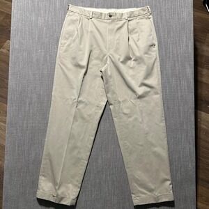 Brooks Brothers 346 Advantage Chino Elliot Khaki Pleated Cuffed Pants Mens 38x32